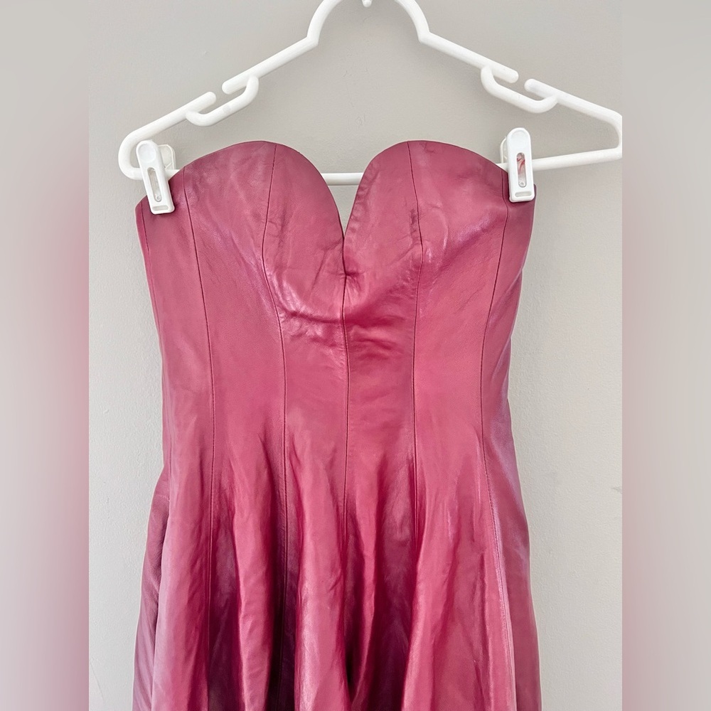 SIMKHAI Carrington Bustier Lambskin Gown In Cranberry ASO Taraji Size XS RUNWAY. - Picture 6 of 12